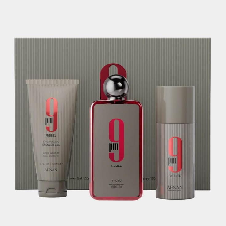 Set Afnan 9 Pm Rebel Unisex ( 3 Pc ) 3.4 Oz Edp Sp / 5.0 Oz Shower Gel / 5.0 Oz Deo