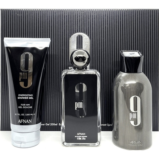 Afnan Set 9Pm Unisex (3Pc) 3.4 Oz. Edp Sp / 6.0 Oz. Sg/ 6.4 Oz. Deo.