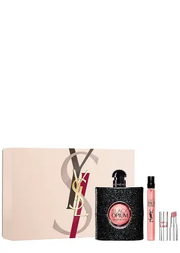 Set Yves Saint Laurent Black Opium woman (3 Pc) 3.0 Oz. Edp Sp / 0.34 Edp Sp / 0.04 Oz Leveshine 44 Rouge Lipstick 